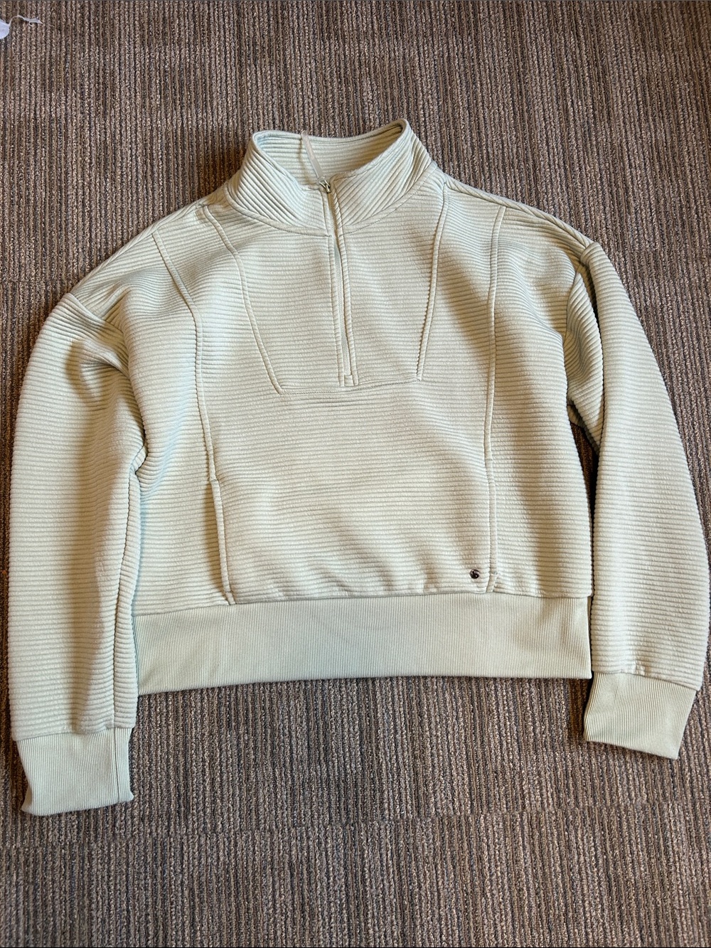 BearPaw Cream Ribbed Half-Zip Turtleneck Pullover